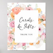 パステルカラフルフローラカードとギフトサイン ポスター (正面)