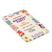 パステルカラフルフローラフラワーファイブ誕生日ガール マグネット (右側)