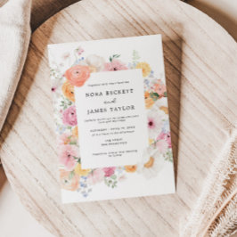 パステルカラフルフローラフレ結婚ーム 招待状