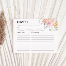 パステルカラフルフローラブライダルシャワーレシピカード エンクロージャーカード