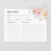 パステルカラフルフローラブライダルシャワーレシピカード エンクロージャーカード (正面)