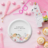 パステルカラフルフローラブライダルシャワー ペーパープレート (パーティー)