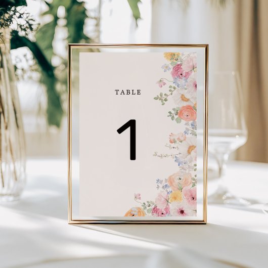 パステルカラフルフローラ結婚のテーブル番号