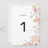 パステルカラフルフローラ結婚のテーブル番号 (正面)