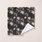 パステルカラフルフローラ蝶バティックパターン バスタオルセット (ウォッシュタオル)