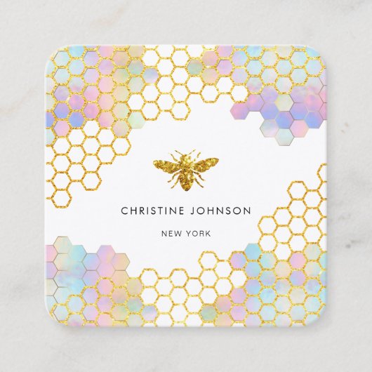 パステルカラフルヘキソンズビー スクエア名刺 (正面)