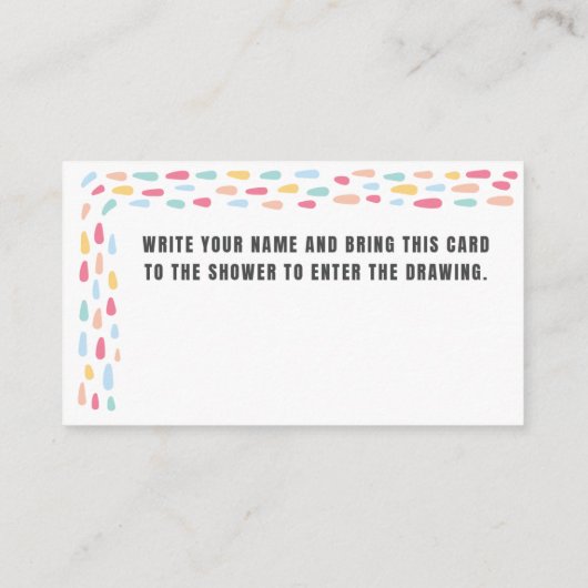 パステルカラフルベビーシャワーおむつラッフルカード エンクロージャーカード (裏面)