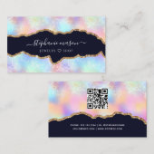 パステルカラフルホログラフィックグリッターアゲートガーリート コーリングカード (正面/裏面)