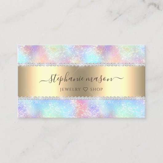 パステルカラフルホログラフィックグリッターダイヤガーリーモンド コーリングカード (正面)