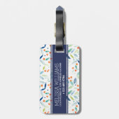 パステルカラフルボタニカルウォーター色パターン ラゲッジタグ (裏面縦)