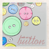 パステルカラフルボタン ガラスコースター (正面)