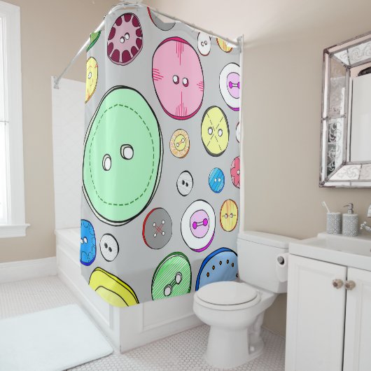 パステルカラフルボタン シャワーカーテン (インサイチュ)