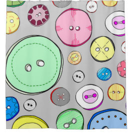 パステルカラフルボタン シャワーカーテン