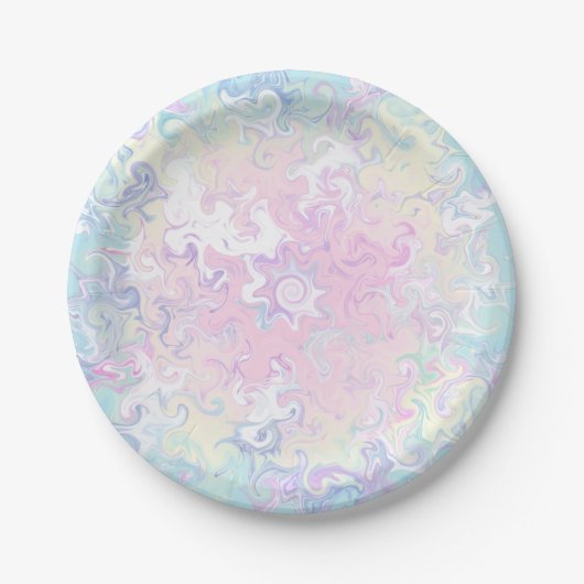 パステルカラフルマーブルスワーズ ペーパープレート (正面)