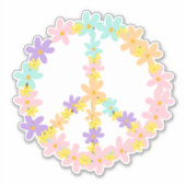 パステルカラフルマーメイドカラーズフローラピースサイン シール (正面)