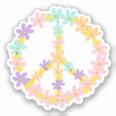 パステルカラフルマーメイドカラーズフローラピースサイン シール (正面)