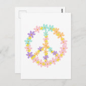 パステルカラフルマーメイドカラーズフローラピースサイン ポストカード (正面/裏面)