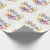 パステルカラフルリースおよび文字 – ザ・ブライド・パターン ラッピングペーパー (角)