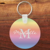 パステルカラフルレインボーグラデーションカラーズモノグラム キーホルダー (正面)