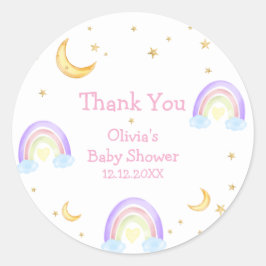 パステルカラフルレインボームーンスターベビーシャワー ラウンドシール