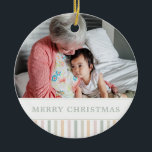 パステルカラフルレインボーモダングランペル セラミックオーナメント<br><div class="desc">おもしろいのパステルモダンカラーはラインが綺麗な写真オーナメントは祖父母へのカスタム甘い贈り物だ!</div>