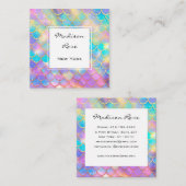 パステルカラフルレインボーユニコーン金ゴールドマーメイドスケール スクエア名刺 (正面/裏面)