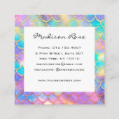 パステルカラフルレインボーユニコーン金ゴールドマーメイドスケール スクエア名刺 (裏面)