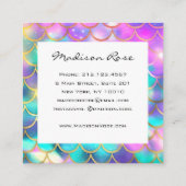 パステルカラフルレインボーユニコーン金ゴールドマーメイドスケール スクエア名刺 (裏面)