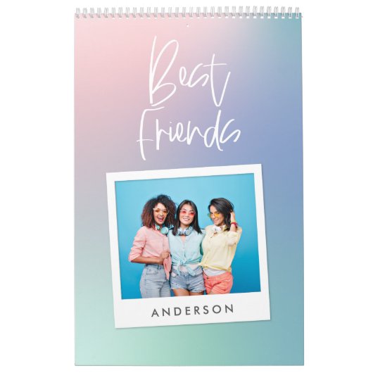 パステルカラフルレインボー写真最高の友カレンダー カレンダー (カバー)