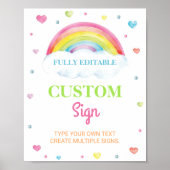 パステルカラフルレインボー1日バースデーカスタムサイン ポスター (正面)