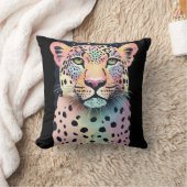 パステルカラフルレオパード顔 クッション (ブランケット)
