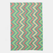 パステルカラフルレトロシェブロンパターンテクスチャ キッチンタオル (縦)