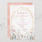 パステルカラフルワイルドフラワーブライダルシャワー 招待状 (正面/裏面)