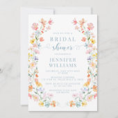 パステルカラフルワイルドフラワーボホブライダルシャワー 招待状 (正面)