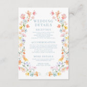 パステルカラフルワイルドフラワー結婚の詳細カード エンクロージャーカード (正面)