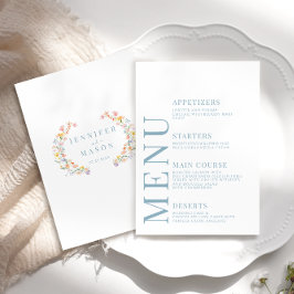 パステルカラフルワイルドフラワー結婚ズのメニューカード エンクロージャーカード