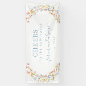 パステルカラフルワイルドフラワー&メドウフラワー結婚ズ 横断幕 (縦)