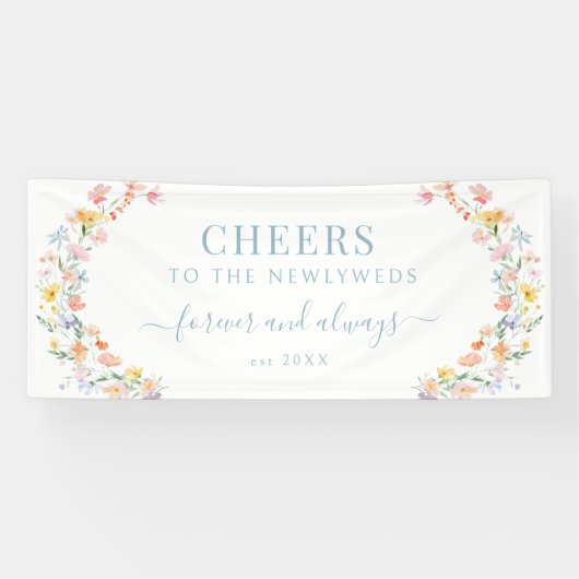 パステルカラフルワイルドフラワー&メドウフラワー結婚ズ 横断幕 (横)