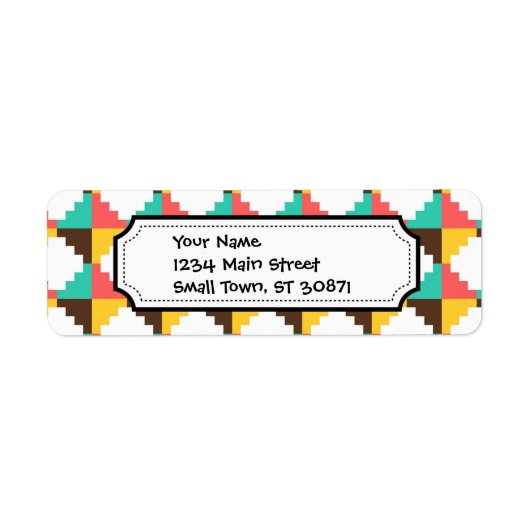 パステルカラフル先住民アステカアメリカン・パターン ラベル (正面)