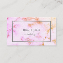 パステルカラフル大理石パタかわいらしーン銀枠 名刺
