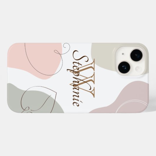 パステルカラフル抽象芸術シェイプ（名前モノグラム） Case-Mate iPhoneケース (裏面 (横))
