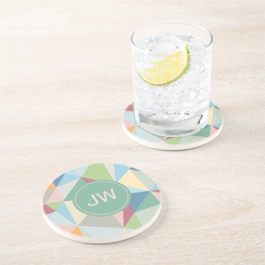 パステルカラフル抽象芸術幾何パターン コースター (側面)