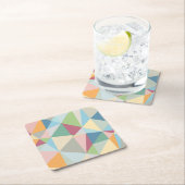 パステルカラフル抽象芸術幾何パターン スクエアペーパーコースター (インサイチュ)