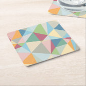 パステルカラフル抽象芸術幾何パターン スクエアペーパーコースター (アングル)