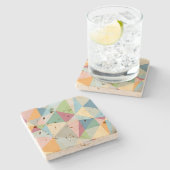パステルカラフル抽象芸術幾何パターン ストーンコースター (横)
