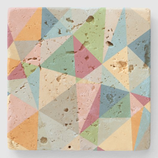 パステルカラフル抽象芸術幾何パターン ストーンコースター (正面)