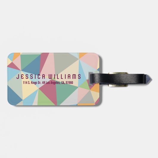 パステルカラフル抽象芸術幾何パターン ラゲッジタグ (裏面横)