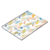 パステルカラフル抽象芸術羽毛パターン ノートブック (左側)