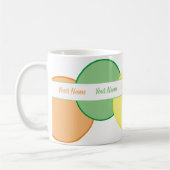 パステルカラフル春サークルあなたの名前 コーヒーマグカップ (左)