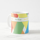 パステルカラフル春ストライプお名前 コーヒーマグカップ (正面左)